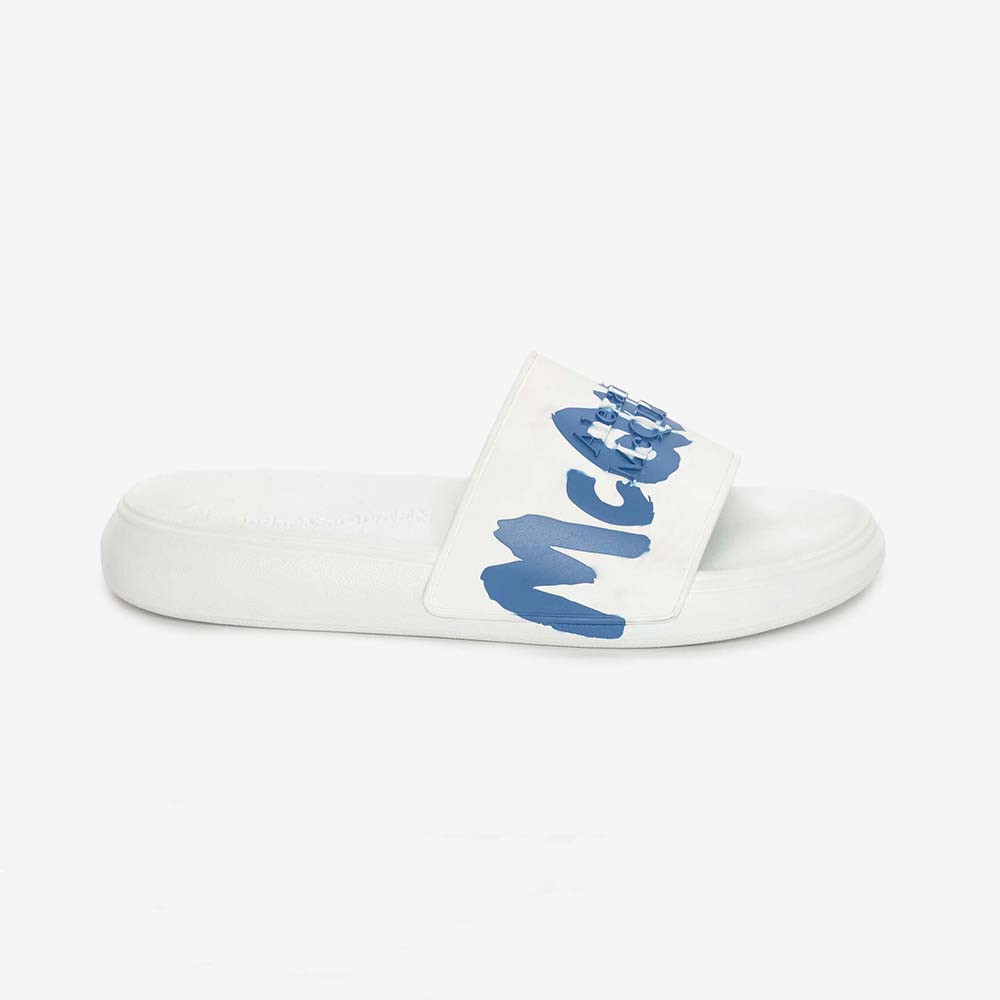 Alexander Mcqueen Unisex Mcqueen Graffiti Rubber Pool Slide in White