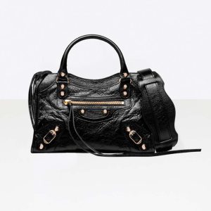 Balenciaga Women Classic Gold Mini City-Black