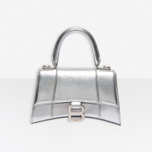 Balenciaga Women Hourglass XS Top Handle Bag-Silver