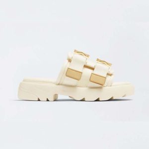 Bottega Veneta Women Flash Padded Technical Fabric Flat Sandals-White