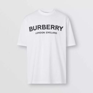 Burberry Men Logo Print Cotton T-shirt-White