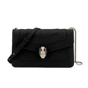 Bvlgari Serpenti Forever Small Flap Cover Chain Bag Calfskin-Black