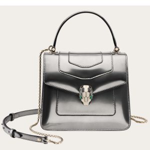 Bvlgari Women Serpenti Forever Medium Flap Cover Bag in Silver