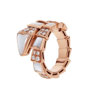 Bvlgari Women Serpenti Viper One-Coil Ring in 18 KT Rose Gold