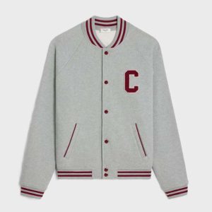 Celine Men Teddy College Jacket in Cotton Fleece