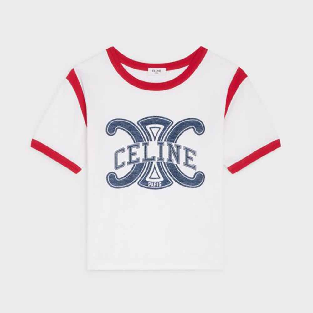 Celine Women Triomphe T-shirt in Cotton Jersey-Red