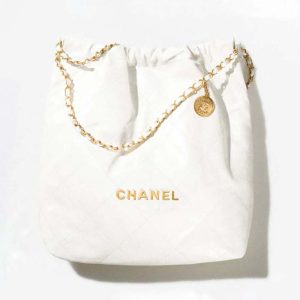 Chanel Women 22 Large Handbag Calfskin Gold-Tone Lacquered Metal AS3262