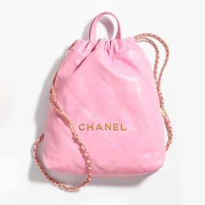 Chanel Women CC 22 Backpack Shiny Calfskin Gold-Tone Metal Lilac AS3859