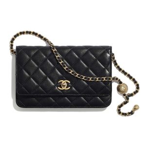 Chanel Women Classic Wallet On Chain in Lambskin-Black AP1450