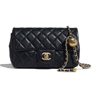 Chanel Women Flap Bag Lambskin & Gold-Tone Metal-Black AS1787