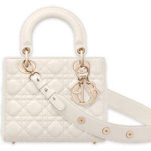 Dior My Lady Dior Bag in Cannage Lambskin-White