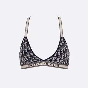 Dior Women Bralette Blue Dior Oblique Technical Cotton