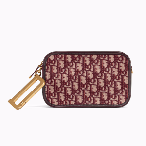 Dior Women Diorquake Clutch in Burgundy Canvas-Carmine