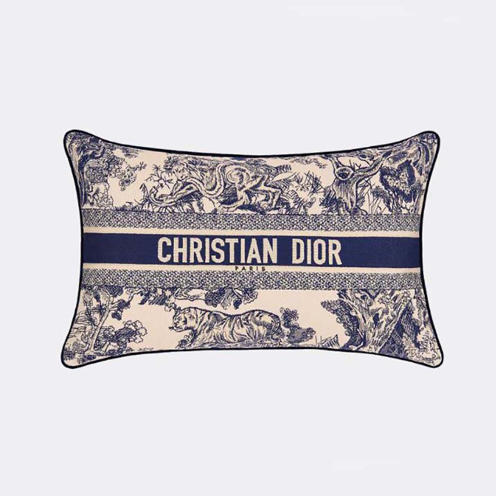Dior Women Large Rectangular Pillow Blue Toile de Jouy