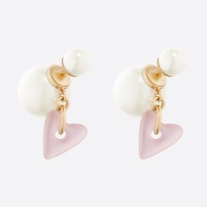 Dior Women Tribales Earrings Gold-Finish Metal and with Pink Glass