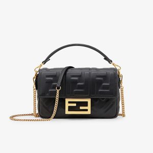 Fendi Women Baguette Black Leather Bag