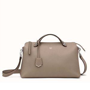Fendi Women Large By the Way Boston Bag in Beige Leather