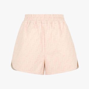 Fendi Women Pink Denim Shorts with A Rounded Hem