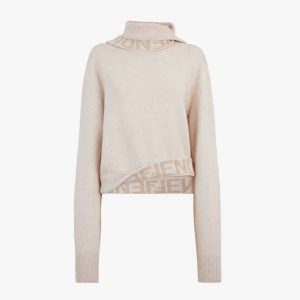 Fendi Women Sweater Beige Cashmere and Wool Jumper