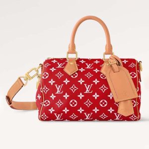 Louis Vuitton LV Unisex Speedy P9 Bandoulière 25 Red Soft Calfskin Natural Cowhide-Leather