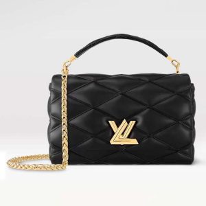 Louis Vuitton LV Women GO-14 GM Black Lamb Leather Lambskin Cowhide-Leather M23689