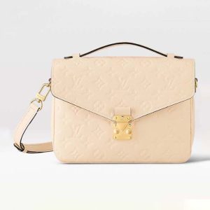 Louis Vuitton LV Women Pochette Métis Crème Beige Monogram Embossed Grained Cowhide Leather M46552