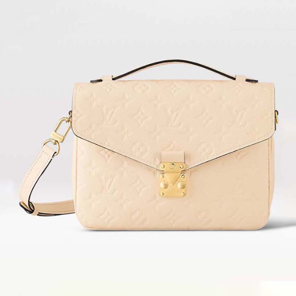 Louis Vuitton LV Women Pochette Métis Crème Beige Monogram Embossed Grained Cowhide Leather M46552