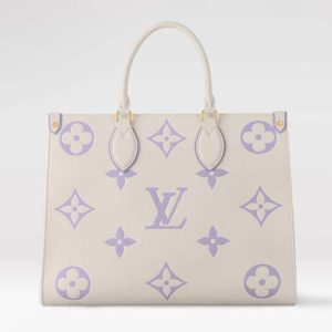 Louis Vuitton Women OnTheGo MM Tote Purple Embossed Grained Cowhide Leather M23937
