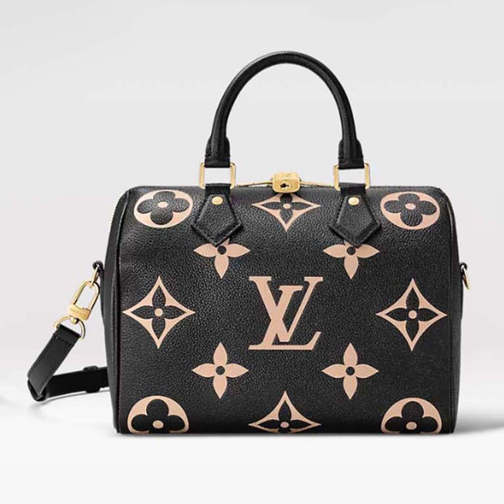 Louis Vuitton Women Speedy Bandoulière 25 Black Embossed Grained Cowhide M58947