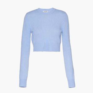 Miu Miu Women Cashmere Crew-Neck Sweater-Blue