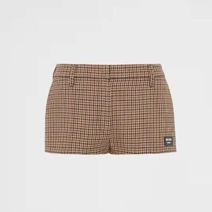 Prada Women Houndstooth Check Shorts