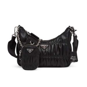Prada Women Prada Re-Edition 2005 Nappa Gaufre Bag-Black