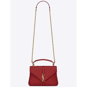 Saint Laurent YSL Classic Medium College Bag Matelasse Leather-Red
