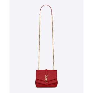 Saint Laurent YSL Women Sulpice Small in Matelasse Leather-Red