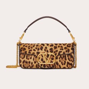 Valentino Women Locò Shoulder Bag in Pony Effect Animalier Calfskin