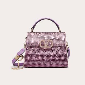 Valentino Women Mini Vsling Handbag with Rhinestones-Purple WB0G97PLC_UHT