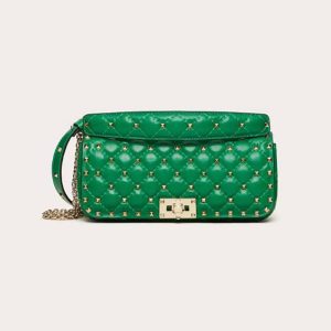 Valentino Women Rockstud Spike Calfskin Shoulder Bag-Green WB0K71WAS_7PA (1) Valentino Women Rockstud Spike Calfskin Shoulder Bag-Green WB0K71WAS_7PA