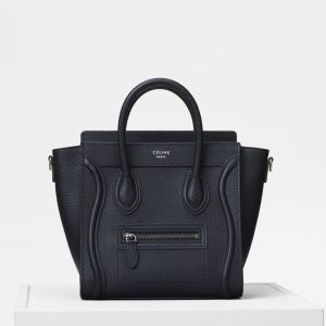 Celine Women Nano Luggage Bag in Drummed Calfskin-Black