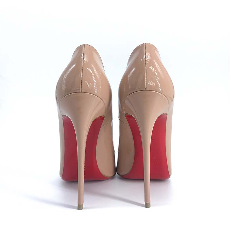Christian Louboutin Women Pigalle Nude Patent Leather 120mm Shoes Sandy - Image 5