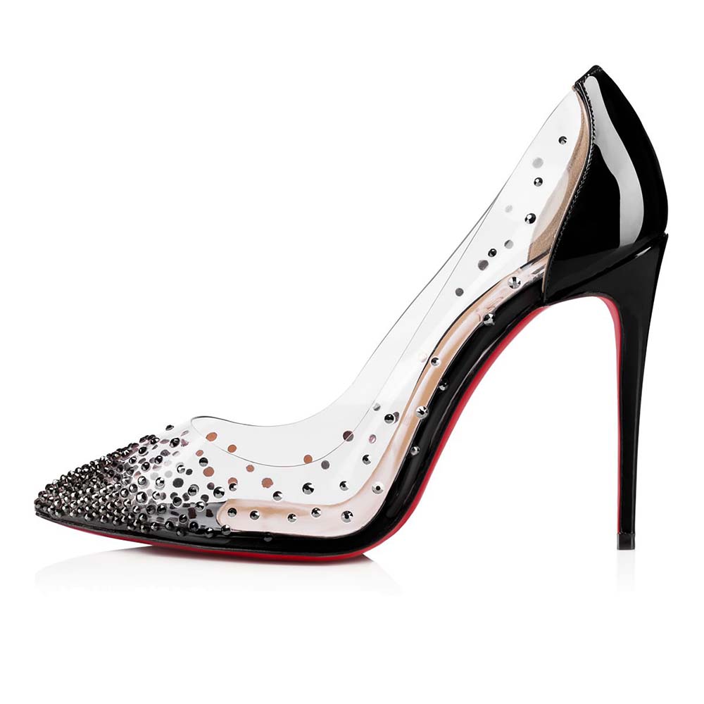 Christian Louboutin Women Shoes Degrastrass Pvc 100mm Heel-Black