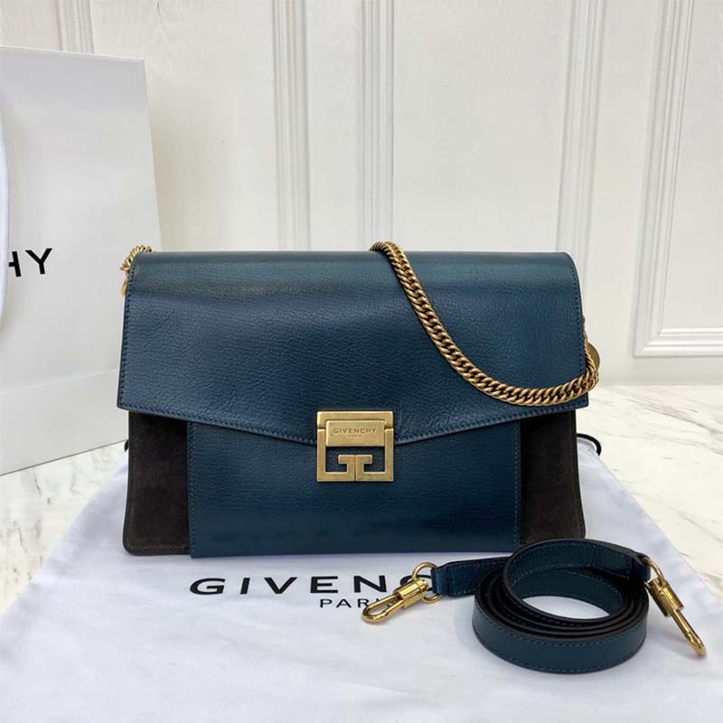 Givenchy Women Small Gv3 Bag in Leather and Suede-Navy - Image 2