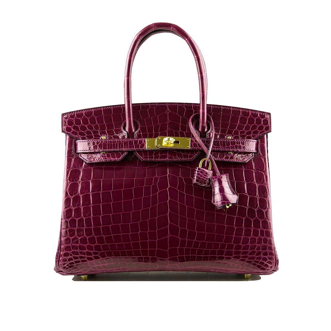 Hermes Birkin 30 Bag in Alligator Leather with Gold Hardware-Maroon
