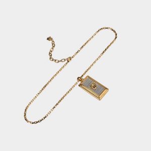 Versace Unisex Rectangle Medusa Pendant Necklace