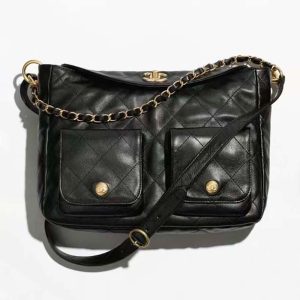 Chanel Women CC Grand Sac Hobo in Calfskin Leather-Black AS4668 B15543 94305