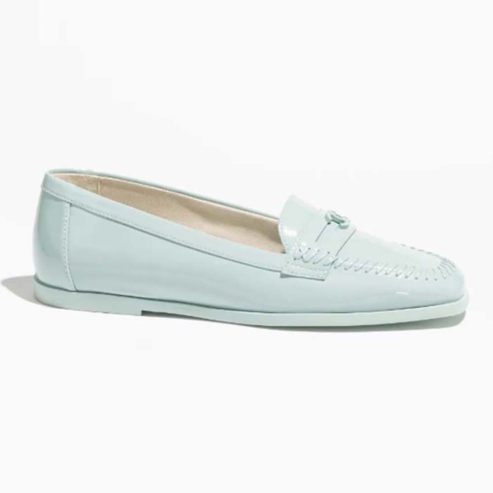 Chanel Women CC Moccasins Patent Calfskin Light Blue 1 CM Heel G45409