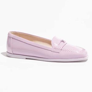 Chanel Women CC Moccasins Patent Calfskin Light Purple 1 CM Heel G45409