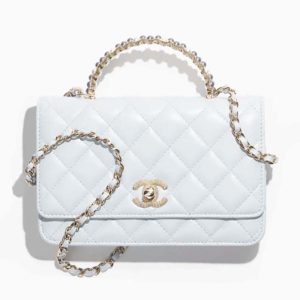 Chanel Women CC Wallet On Chain Shiny Crumpled Lambskin Imitation Pearls AP3801