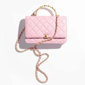 Chanel Women CC Wallet On Chain Shiny Lambskin Strass Light Pink AP3944