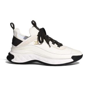 Chanel Women Sneakers in Velvet Calfskin & Mixed Fibers 1 cm Heel-Beige