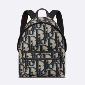 Dior Men Rider Backpack Beige and Black Maxi Dior Oblique Jacquard